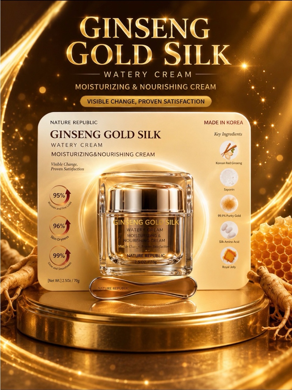 Nature Republic Ginseng Gold Silk Watery Cream — Gold Moisturizing Face Cream